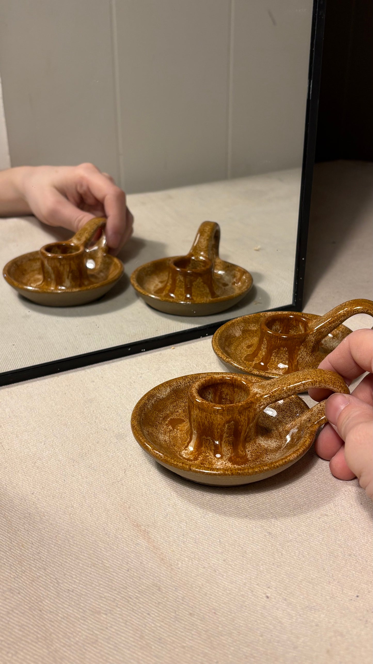 16 . melted candlestick holder set